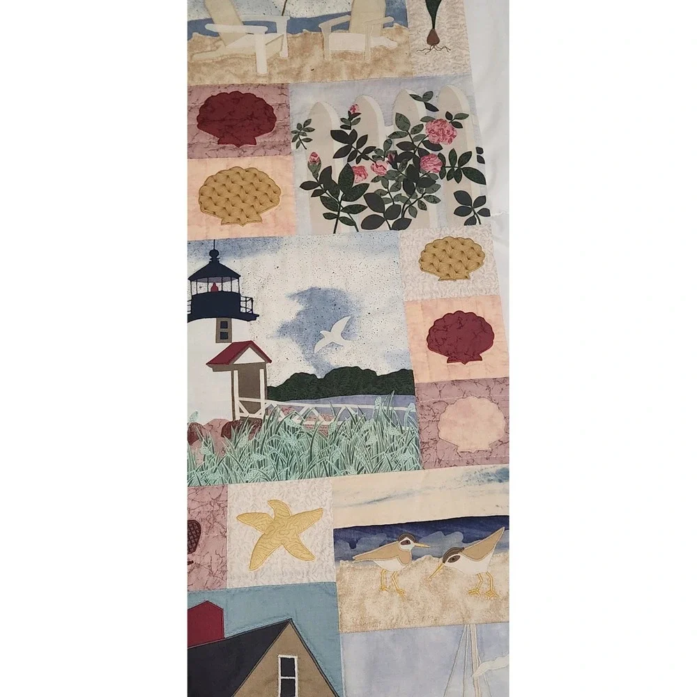Signed Donna‎ Albert 1994 Nantucket Quilt Wall Hanging 21x45 w/ COA Coastal